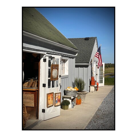 A farm store with doors open