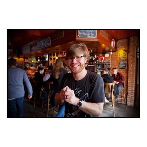Portrait of my friend in a bar in Brooklyn.