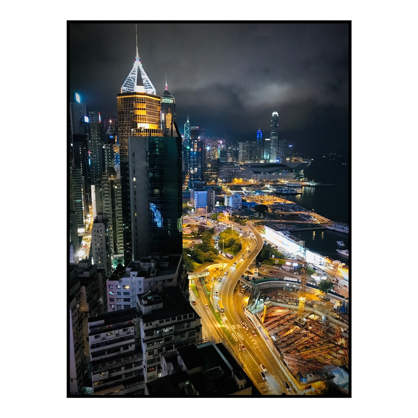 Nighttime cityscape of Hong Kong