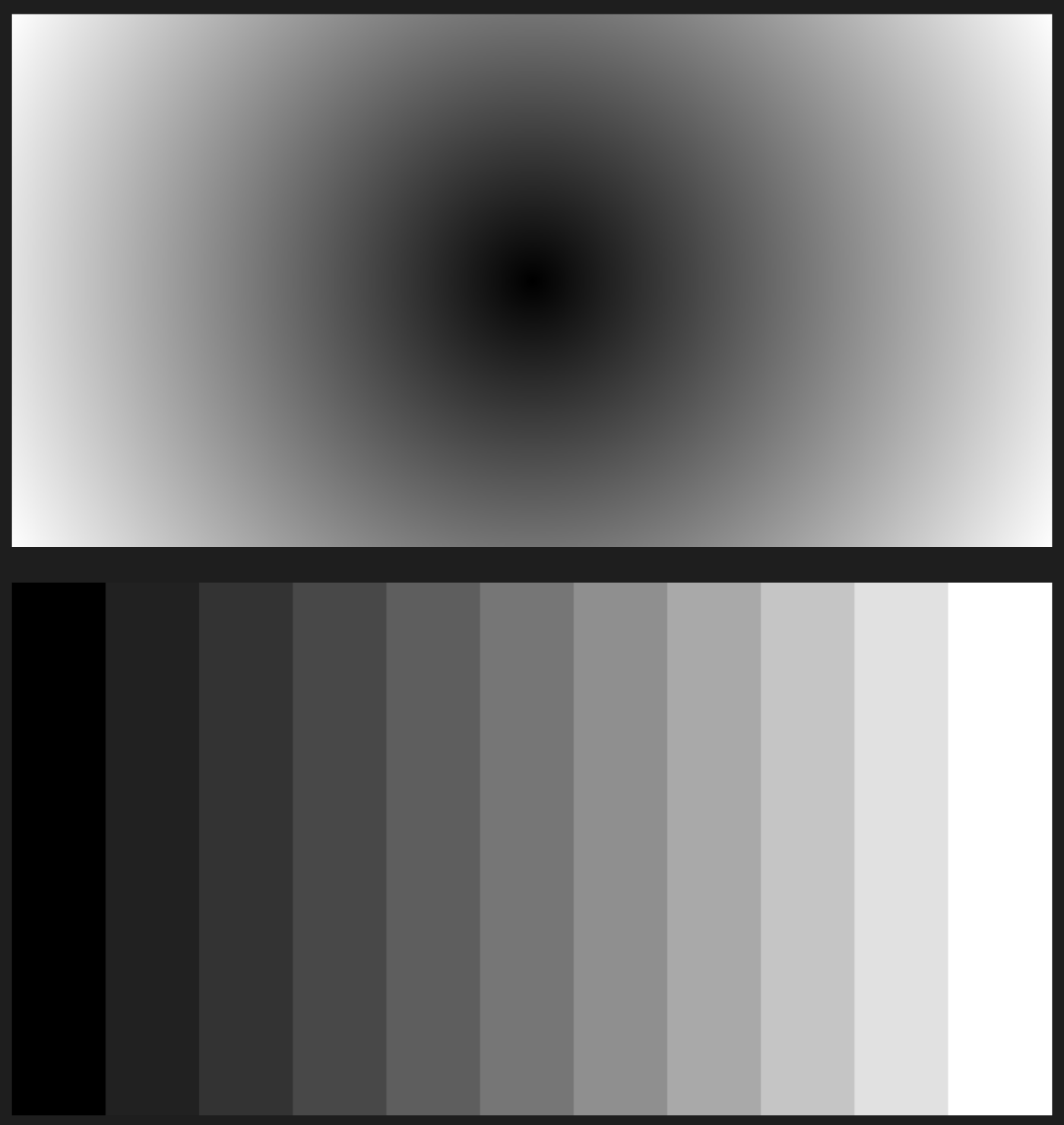 Two test pattern images in grayscale